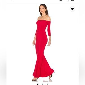 Norma Kamali Red Off Shoulder Maxi Dress